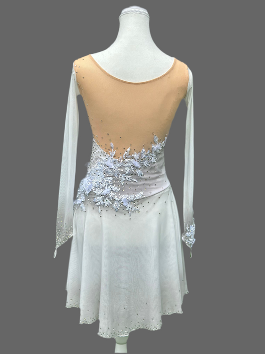 White dress with 3d floral appliqué