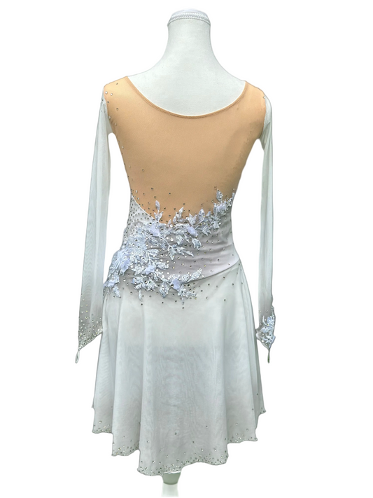 White dress with 3d floral appliqué