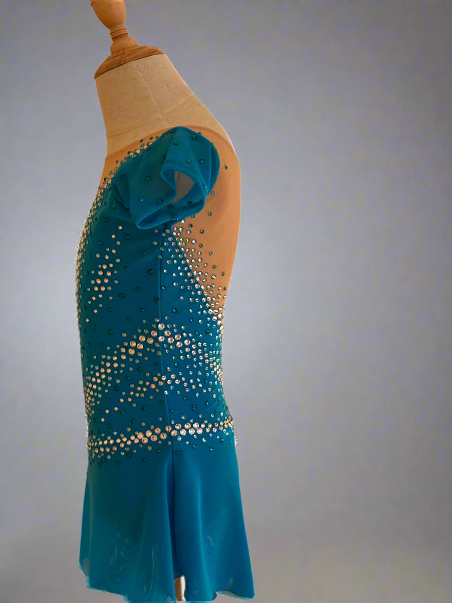 Blue figure skating competition dress