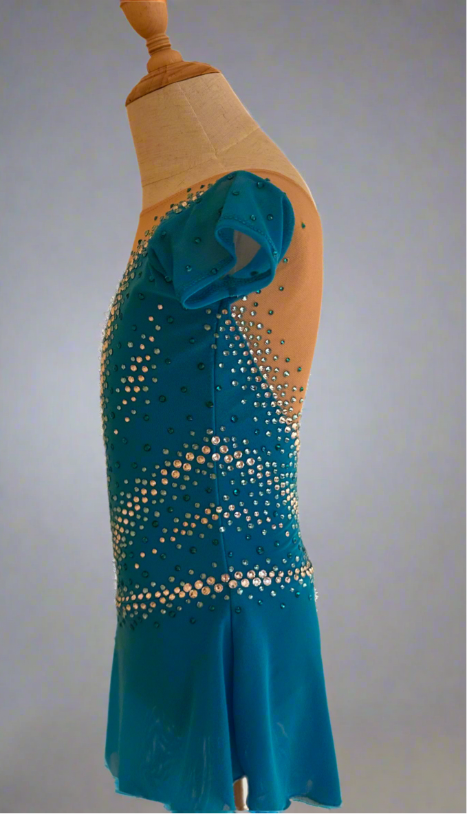 Blue figure skating competition dress