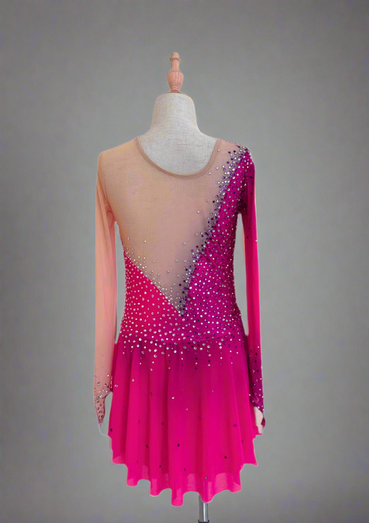 Hot pink figure skating competition dress