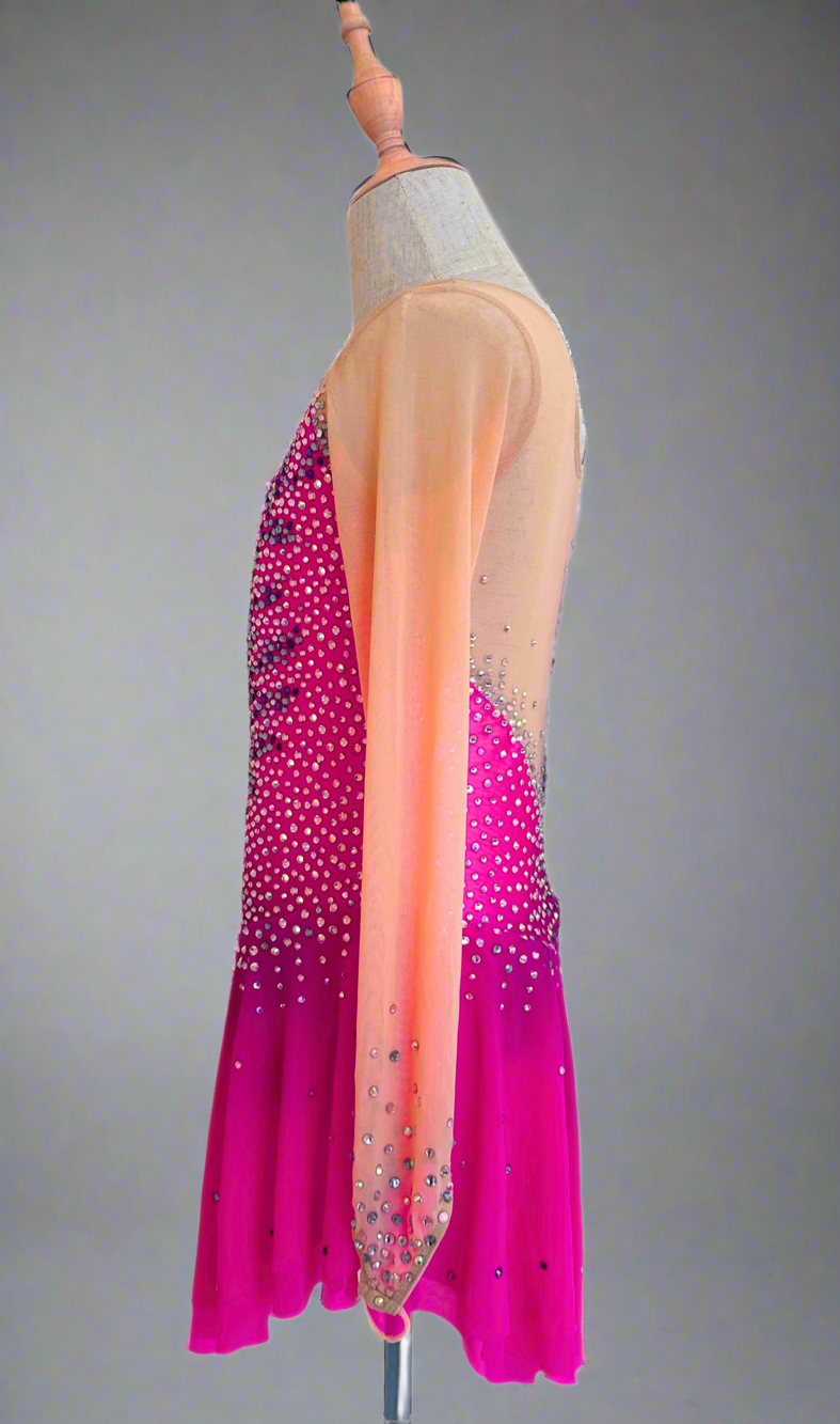 Hot pink figure skating competition dress