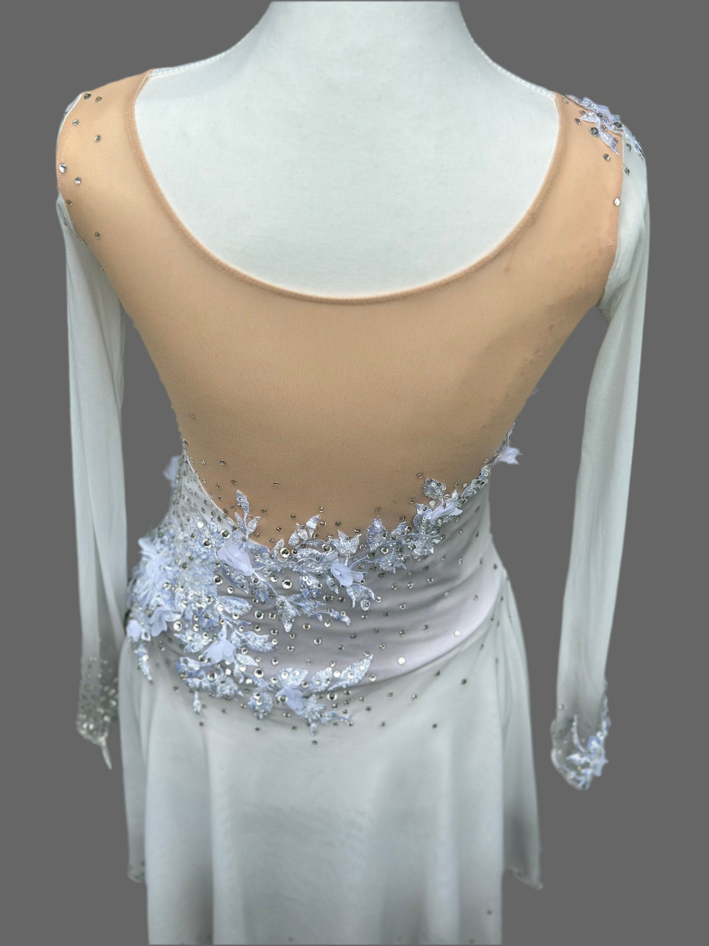 White dress with 3d floral appliqué