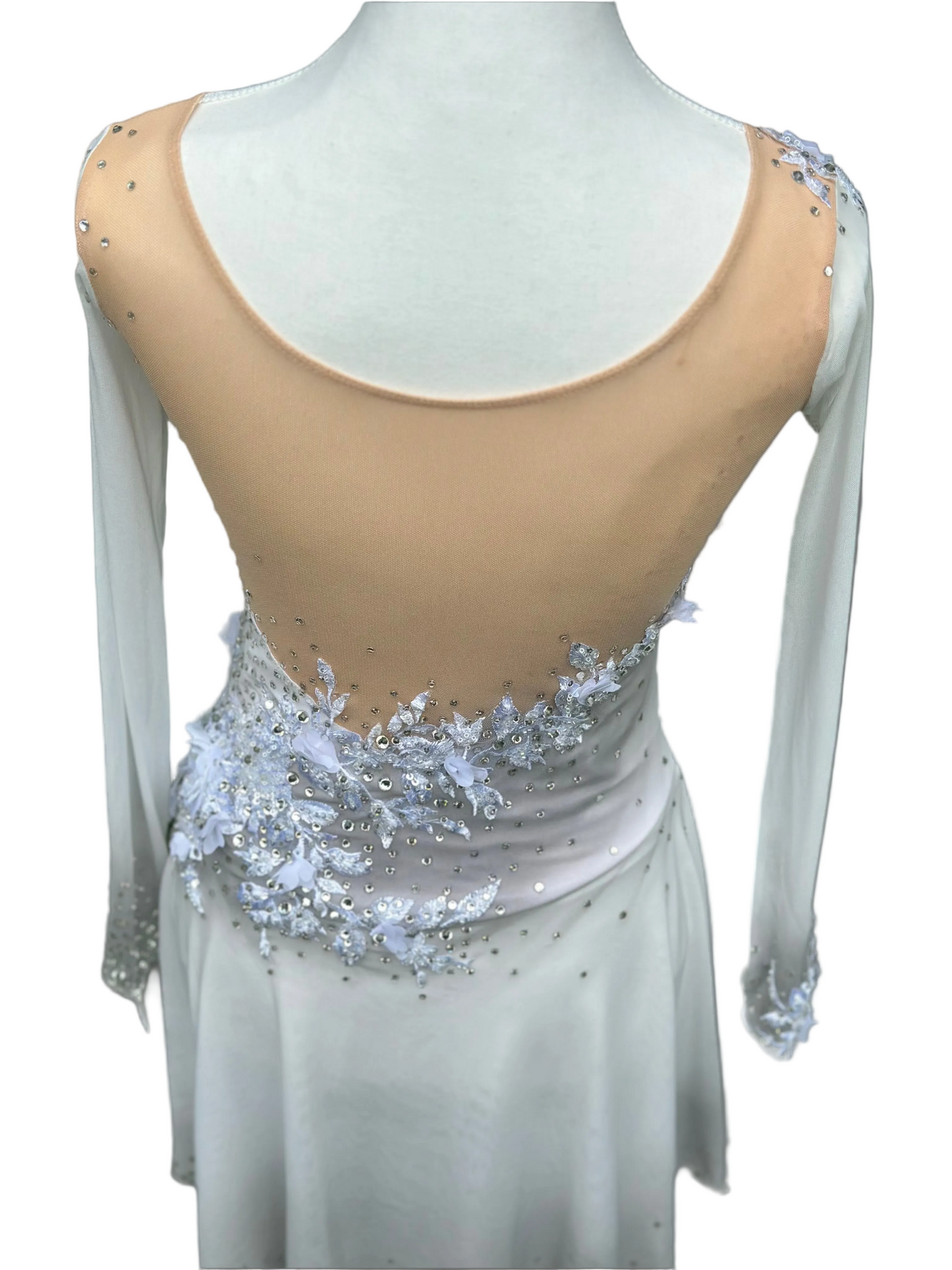 White dress with 3d floral appliqué