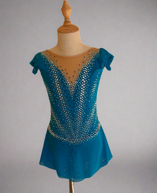 Blue figure skating competition dress