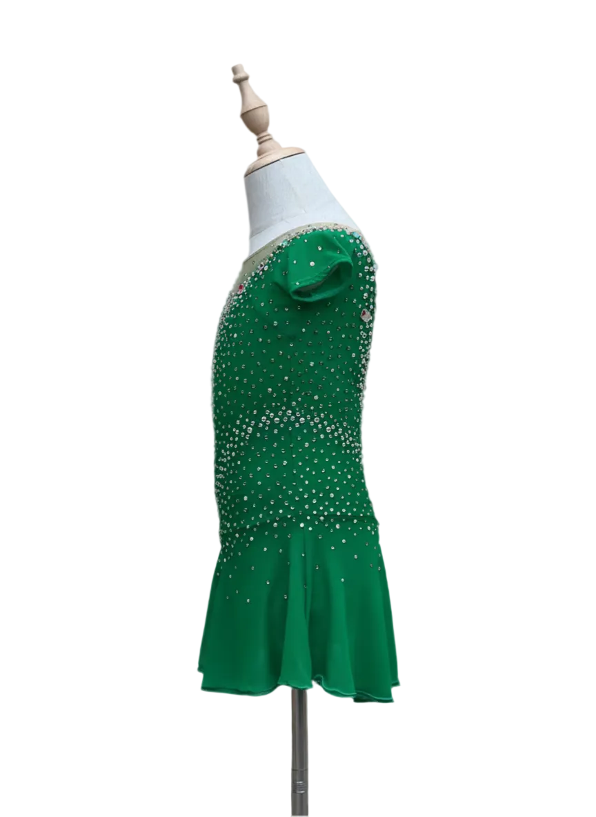 Green Crystal Figure Skating Dress – Custom Competition Icewear