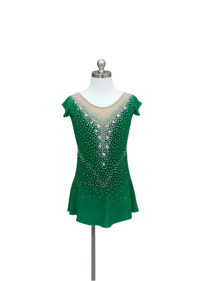 Green Crystal Figure Skating Dress – Custom Competition Icewear