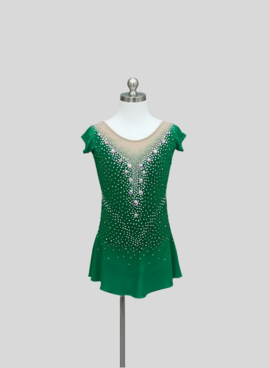 Green Crystal Figure Skating Dress – Custom Competition Icewear