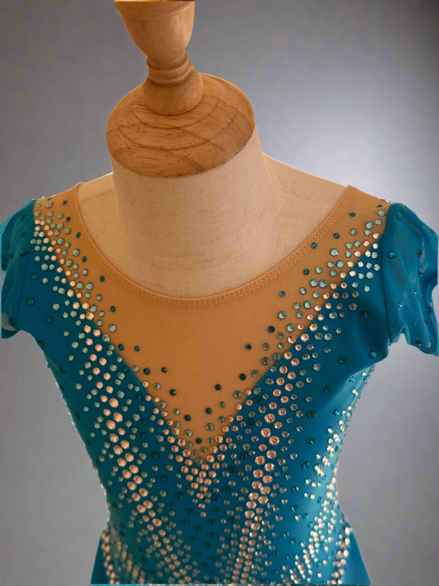Blue figure skating competition dress