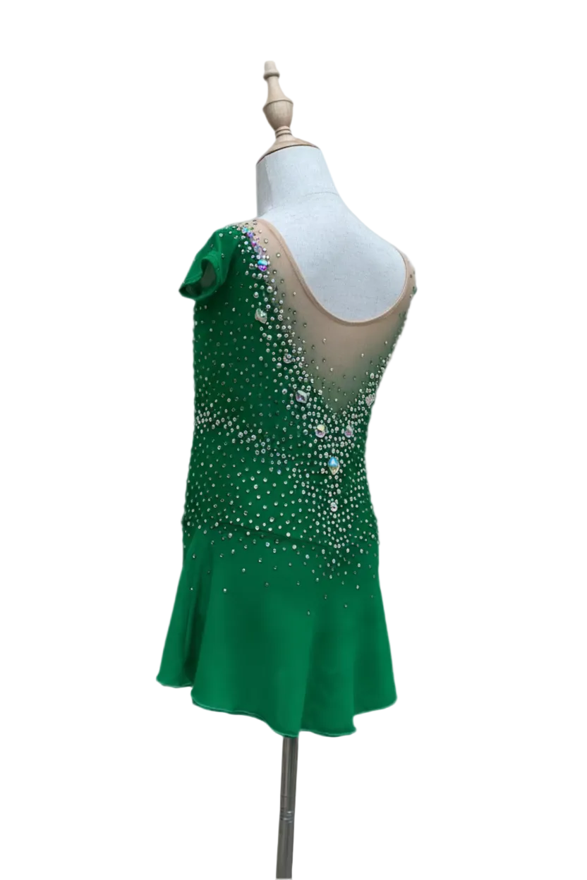 Green Crystal Figure Skating Dress – Custom Competition Icewear