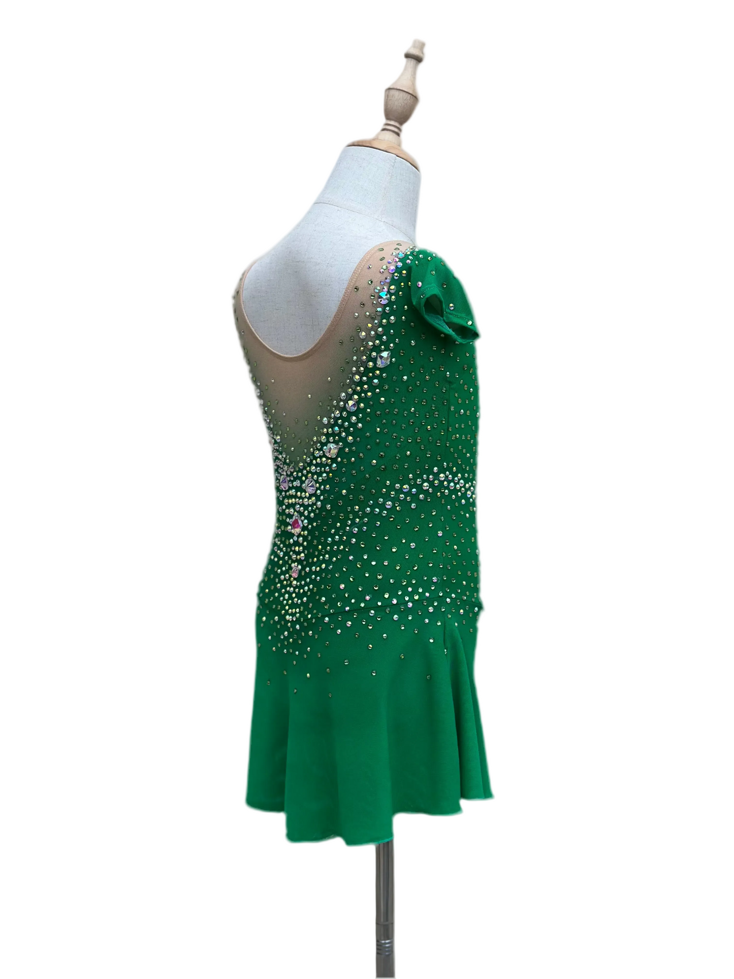 Green Crystal Figure Skating Dress – Custom Competition Icewear