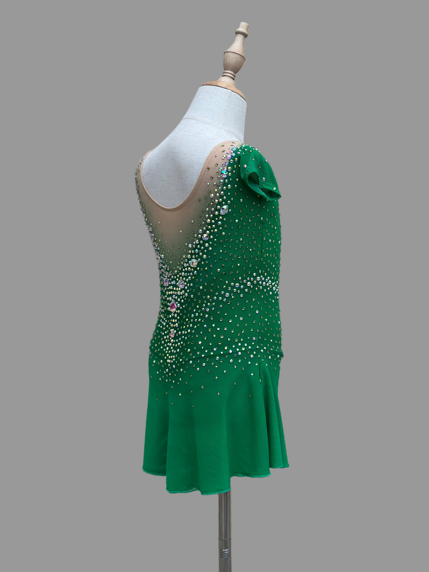 Green Crystal Figure Skating Dress – Custom Competition Icewear