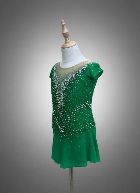 Green Crystal Figure Skating Dress – Custom Competition Icewear