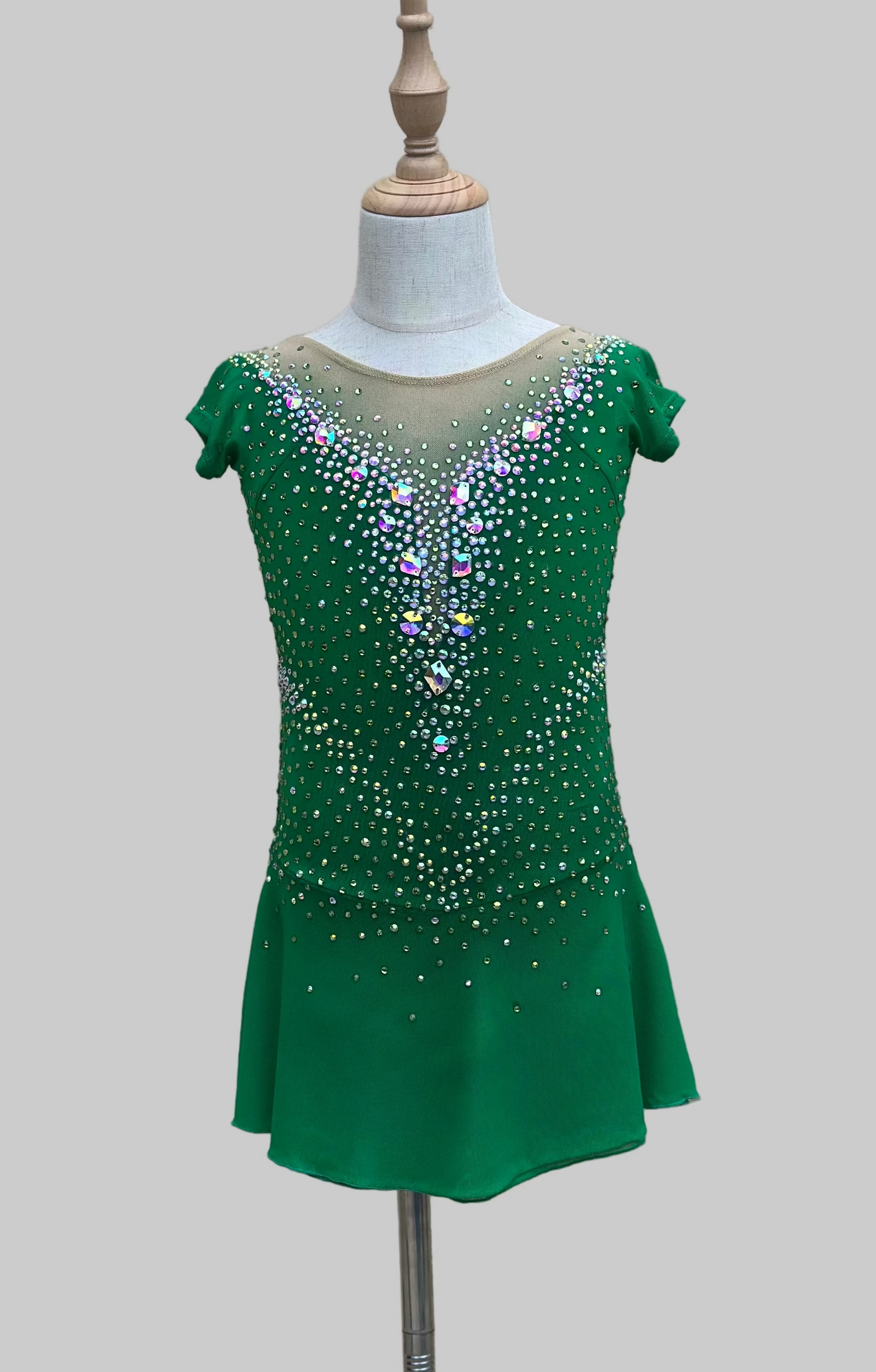 Green Crystal Figure Skating Dress – Custom Competition Icewear