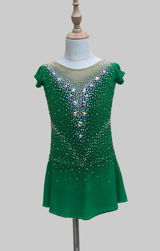 Green Crystal Figure Skating Dress – Custom Competition Icewear