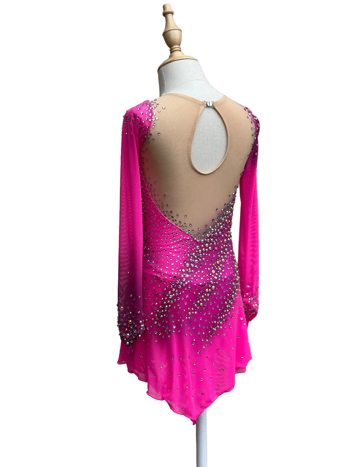 Pink Crystal Figure Skating Dress – Custom Competition Dress for Girls