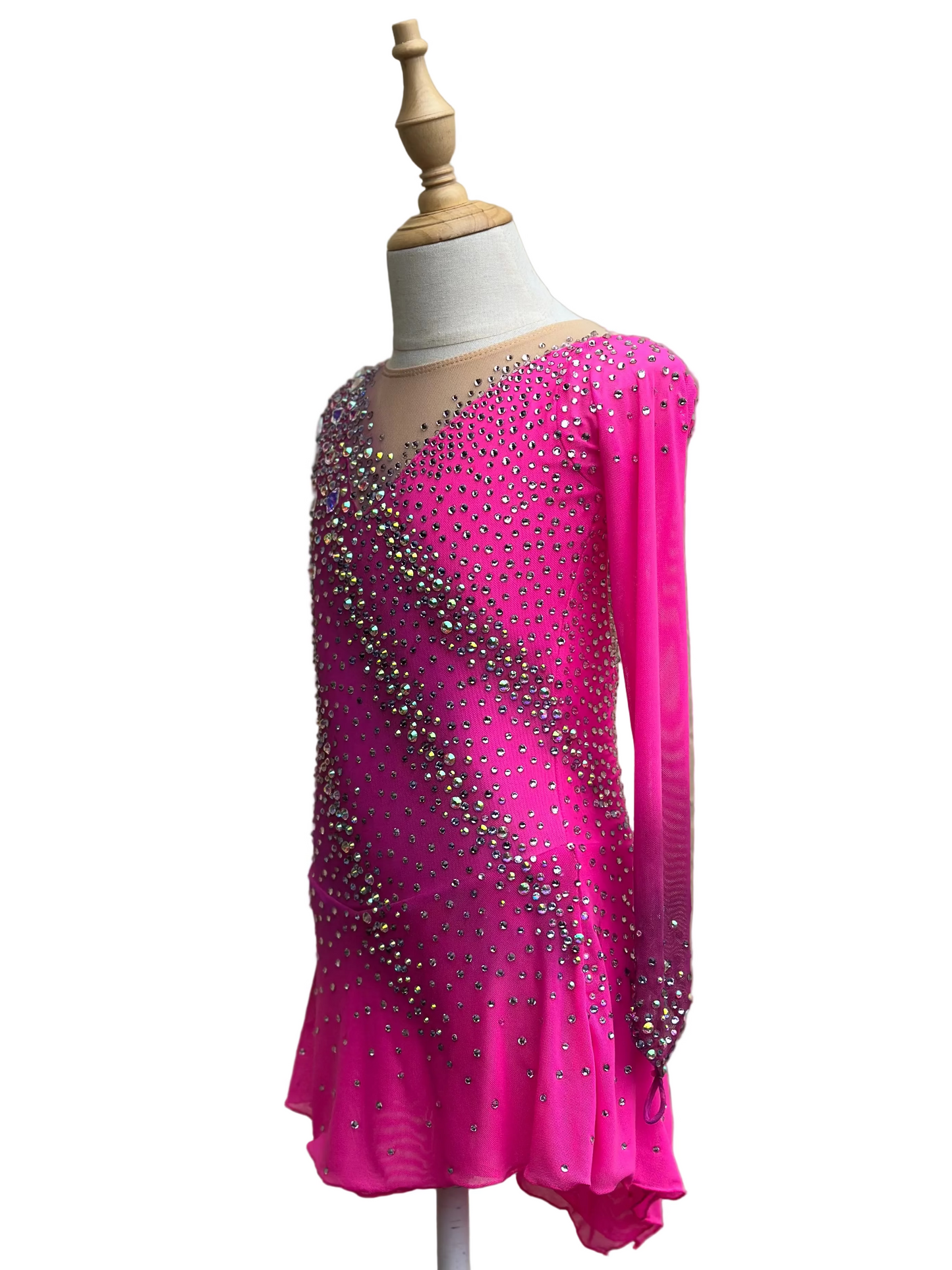 Pink Crystal Figure Skating Dress – Custom Competition Dress for Girls