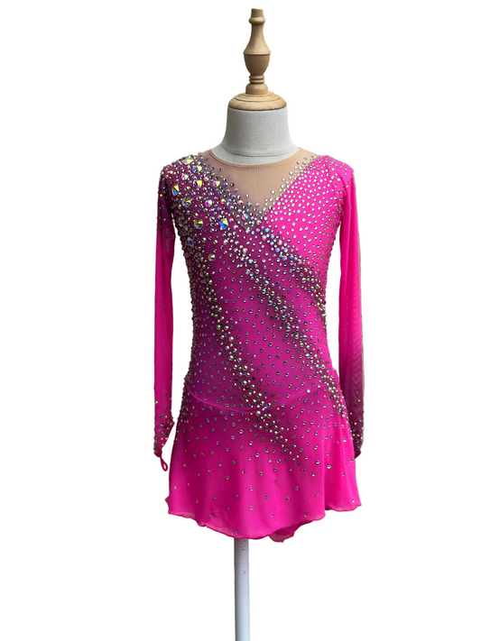 Pink Crystal Figure Skating Dress – Custom Competition Dress for Girls