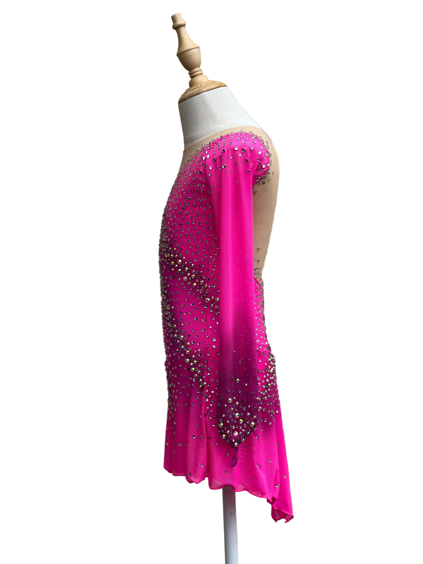 Pink Crystal Figure Skating Dress – Custom Competition Dress for Girls
