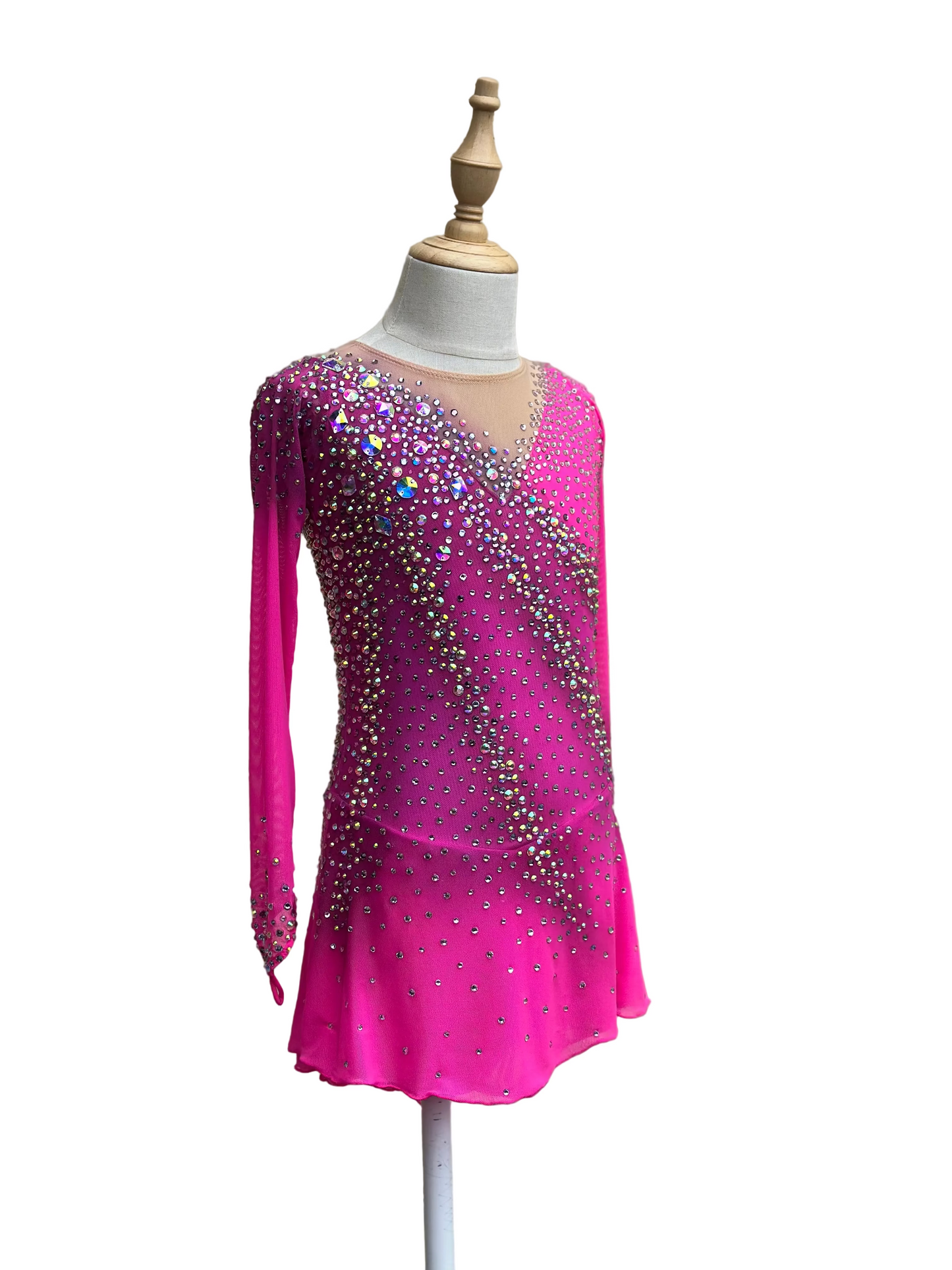 Pink Crystal Figure Skating Dress – Custom Competition Dress for Girls